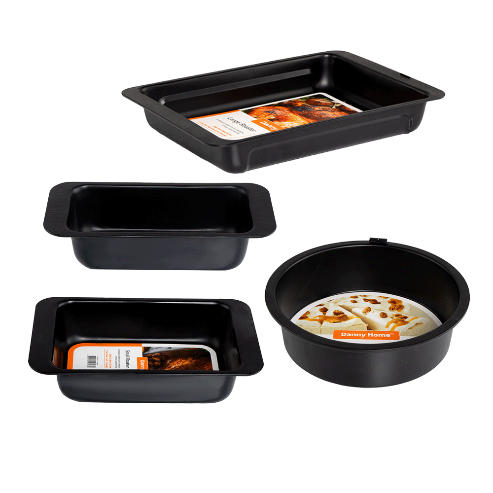 داني هوم طقم صواني فرن ألومنيوم أسود - 4 قطع 
