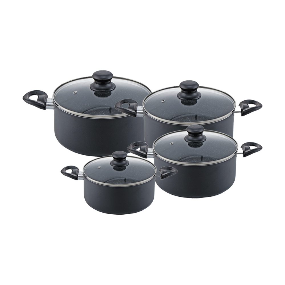 داني هوم طقم قدور بغطاء زجاجي ومقبضين جانبيين - 4 قطع