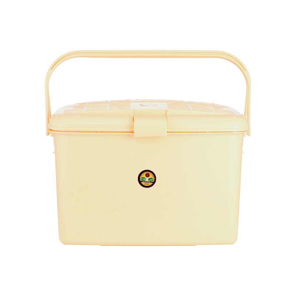 البدر سلة رحلات بلاستيكية مع غطاء و مقبض بلاستيكي - بيج 