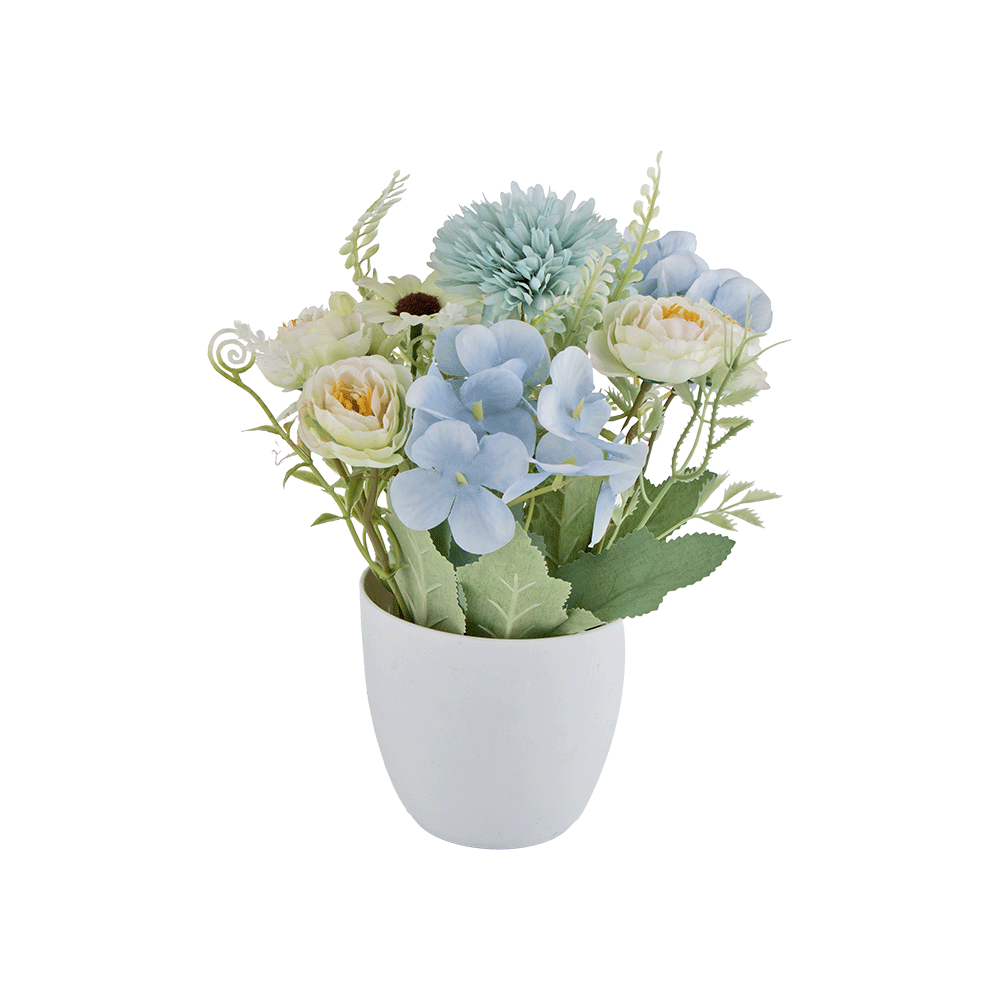 مزهرية ورد زينة صناعي بقاعدة بلاستيكية - 20 سم 