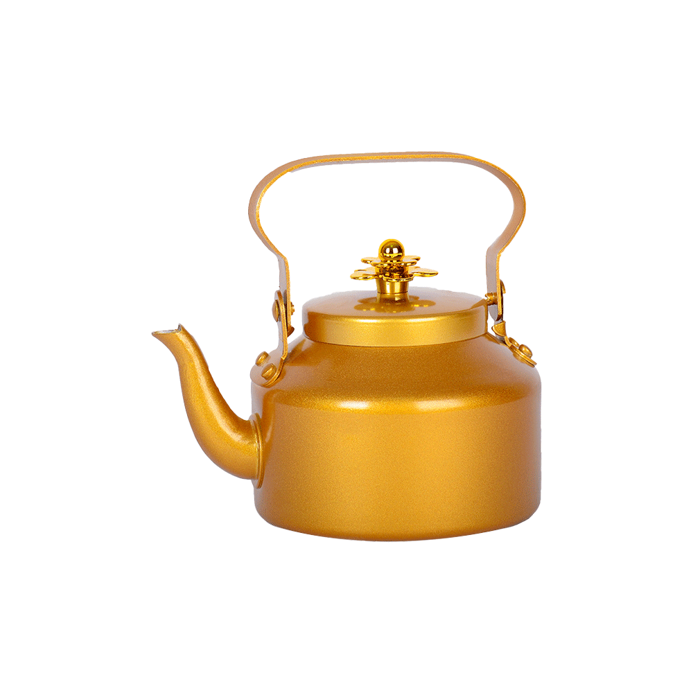 كتلي شاي ذهبي بمقبض علوي وغطاء مزخرف 14 سم - ذهبي