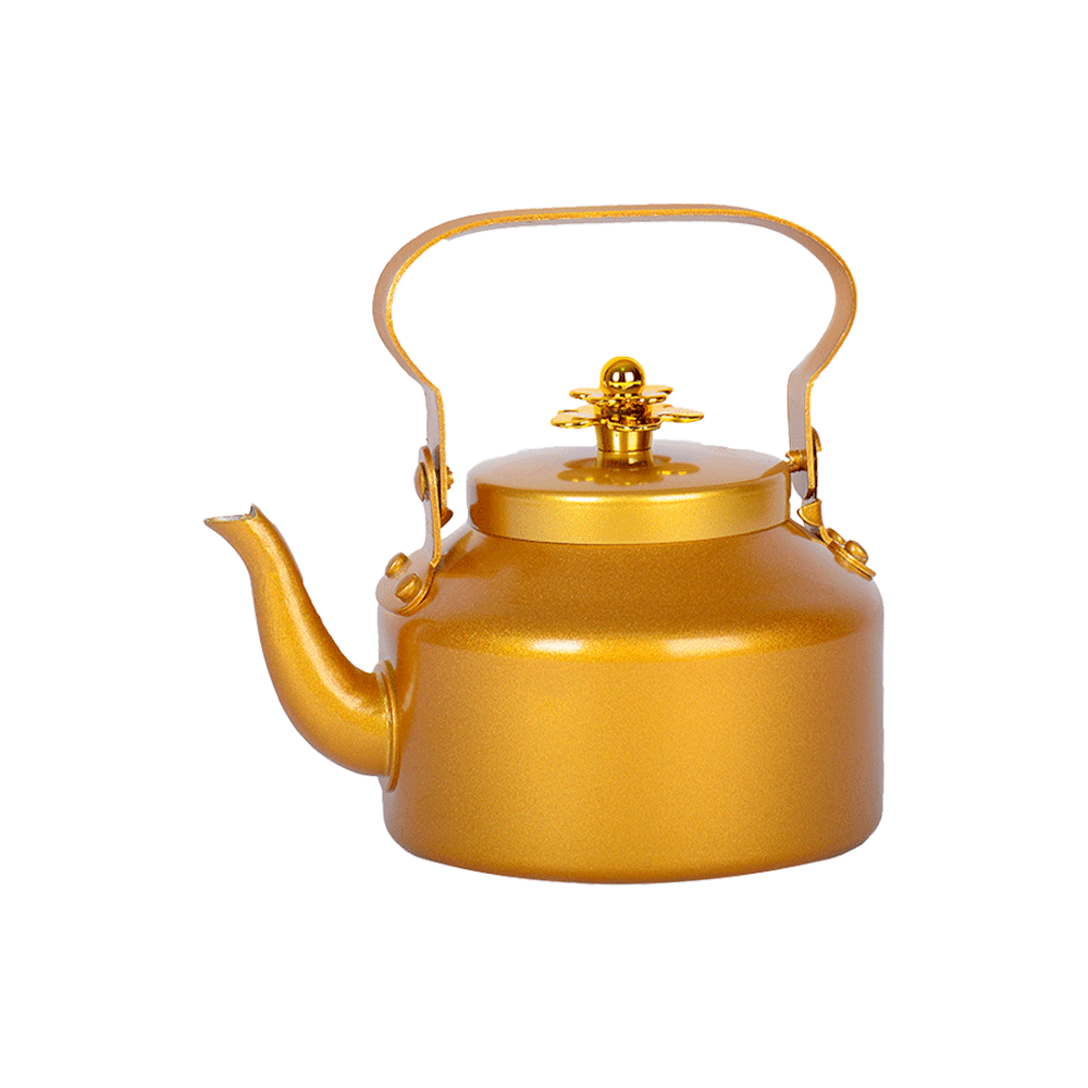 كتلي شاي ذهبي بمقبض علوي وغطاء مزخرف 18 سم - ذهبي