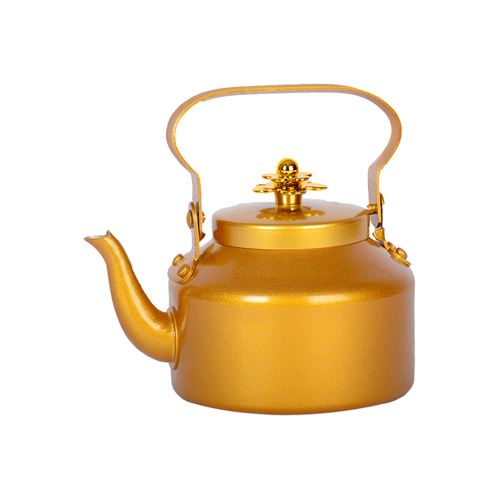 كتلي شاي ذهبي بمقبض علوي وغطاء مزخرف 22 سم - ذهبي