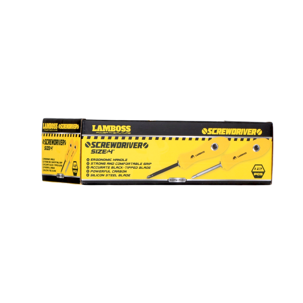  مجموعة مفكات لامبوس 2 قطع برأس مسطح ونجمي مقبض مريح - أصفر