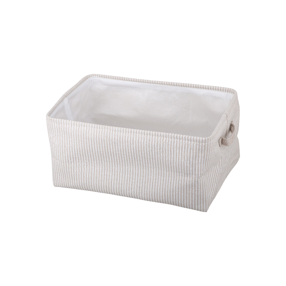 سلة غسيل قماشية قابلة للطي تصميم مستطيلة متعددة الاستخدام صغيرة - بيج