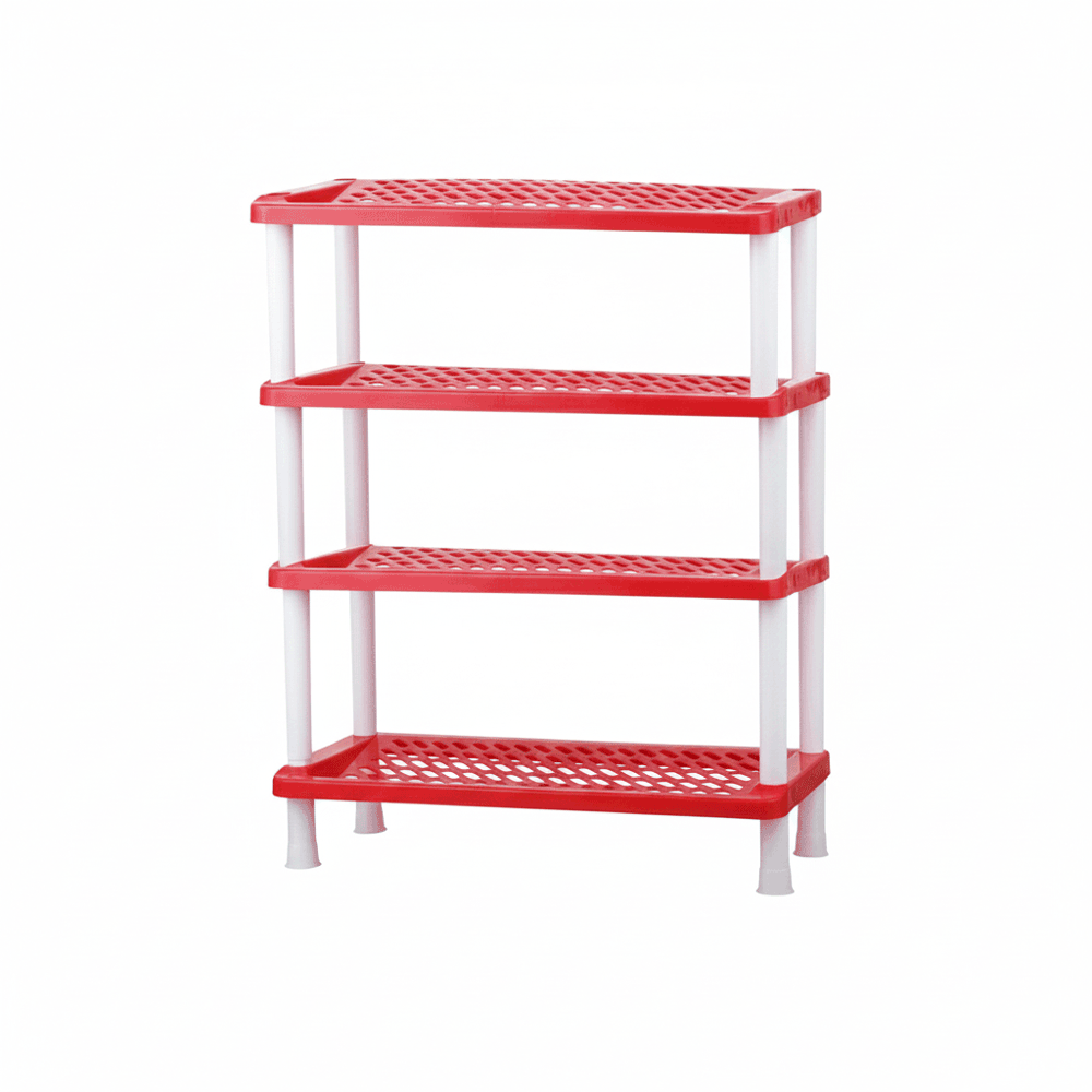 رف احذية مستطيل بلاستيك محبب قابلة لتعديل - 4 أدور