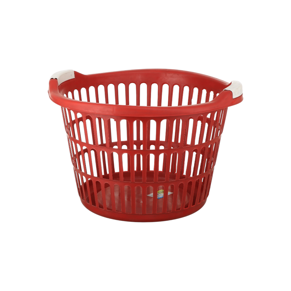 سلة غسيل بلاستيك دائرية مع مقابض جانبية 51 لتر- احمر