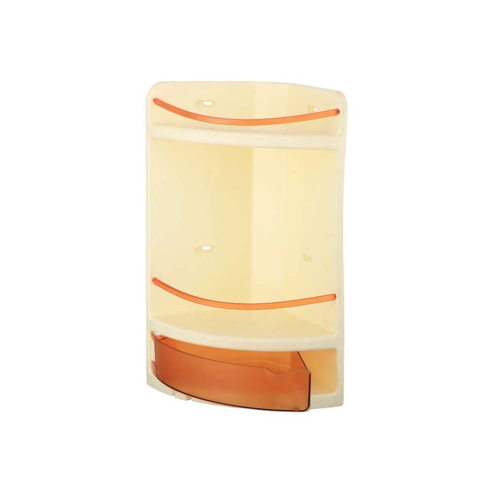 رف زاوية جرين لاين بلاستيك للحمام مزود بدرج سفلي- بيج