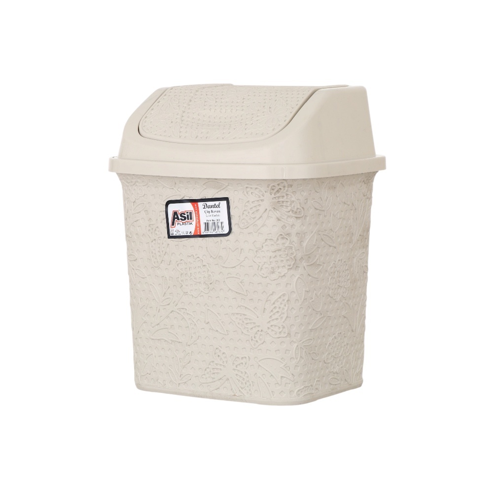 سلة مهملات قلاب منقوش  5 لتر - بيج