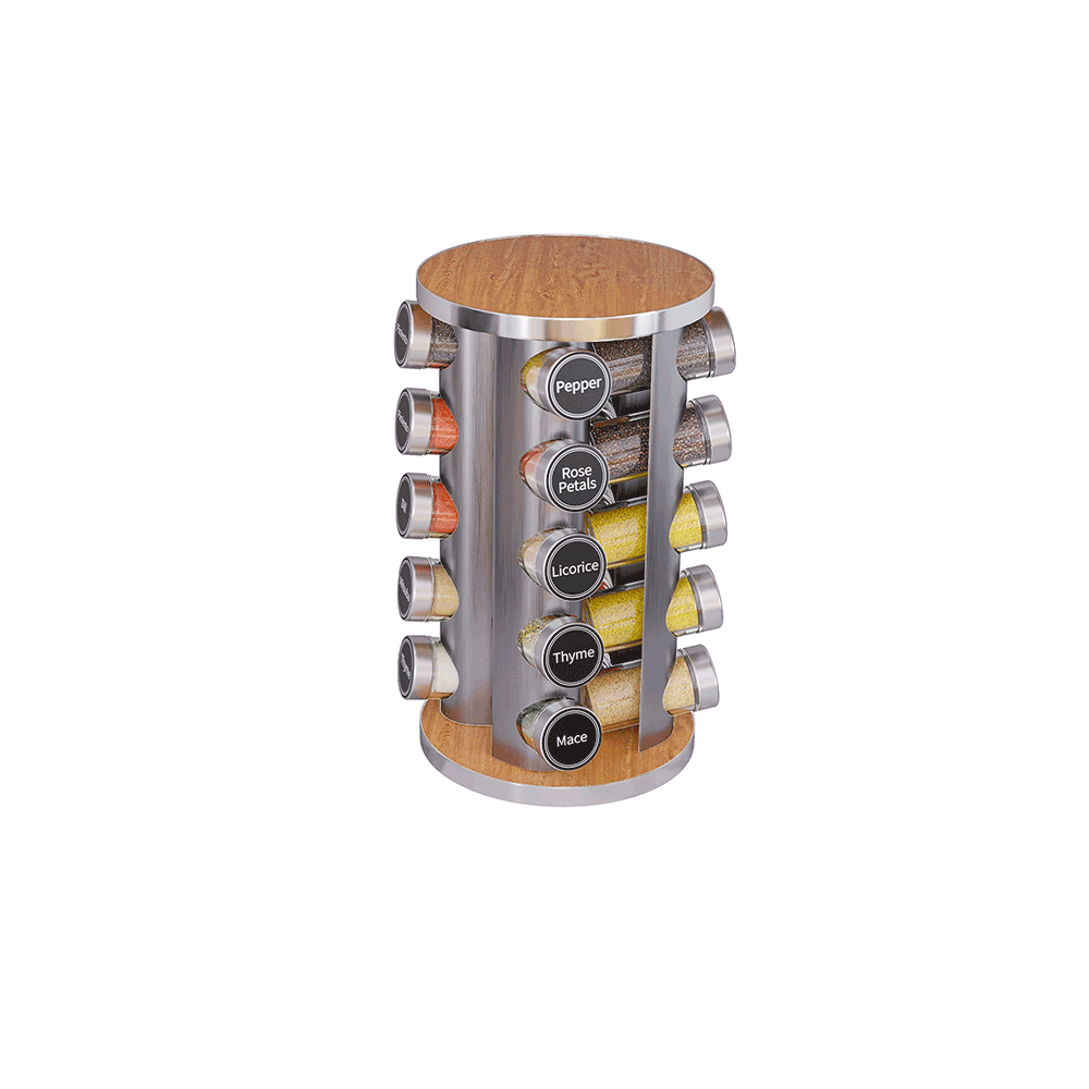 حامل علب بهارات داني هوم دوار مع 20 علبة زجاجية -  متعدد الألوان