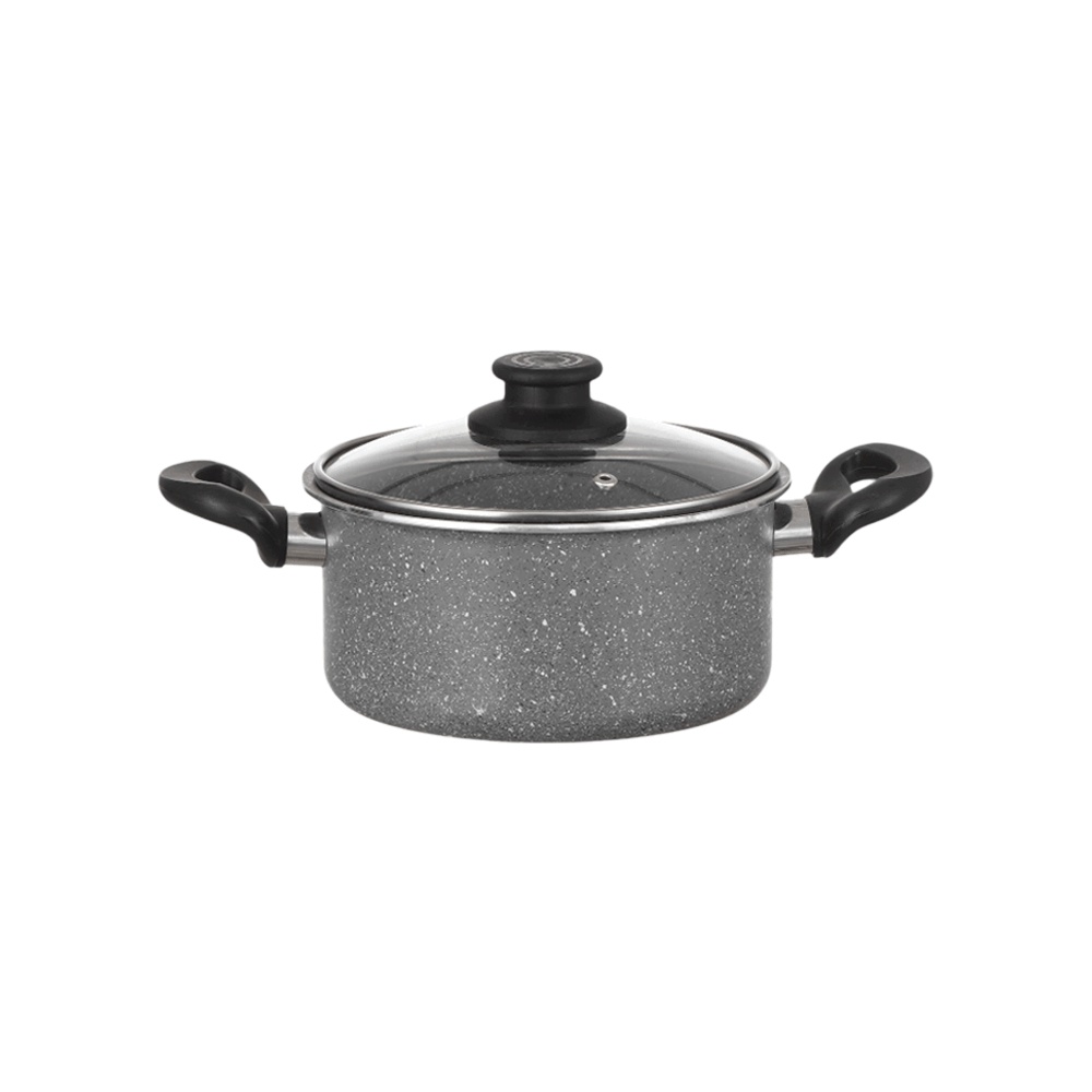  قدر تيفال العودي بغطاء زجاج حراري ومقابض عازلة مقاس 24 سم -  رمادي