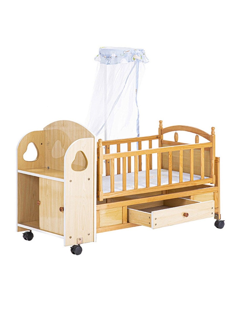 سرير هزاز للأطفال متعدد الاستخدامات يمكن تعديله مع درج.