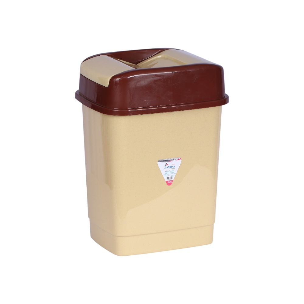 سلة مهملات بلاستيك بغطاء موديل 44285 - بيج