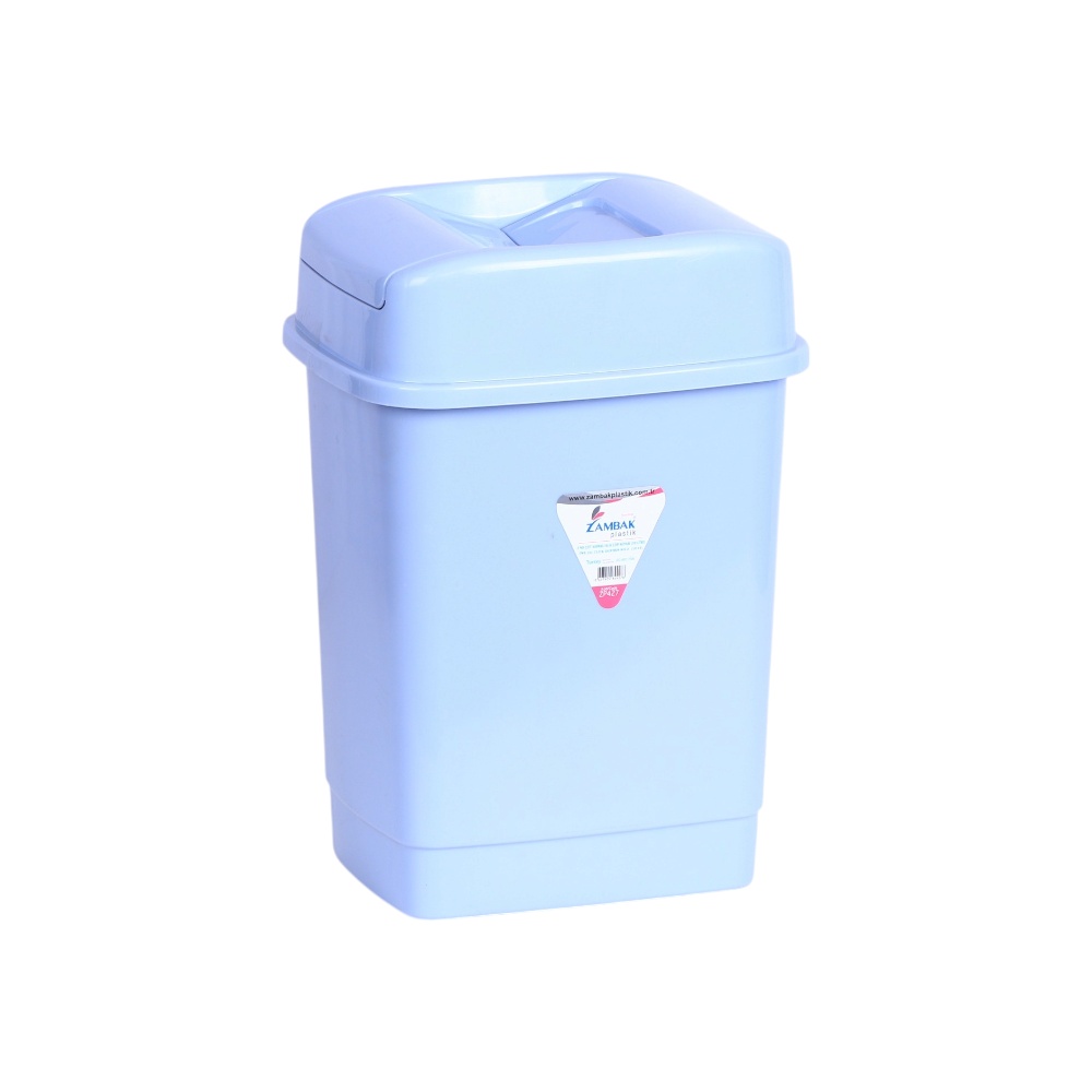 سلة مهملات بلاستيك بغطاء موديل 44278 - أزرق