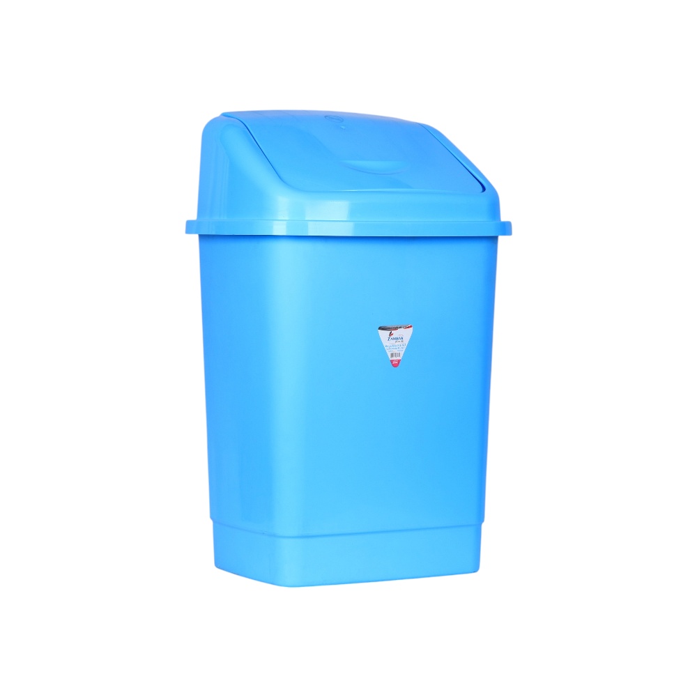 سلة مهملات بلاستيك بغطاء موديل 44056 كبير - أزرق