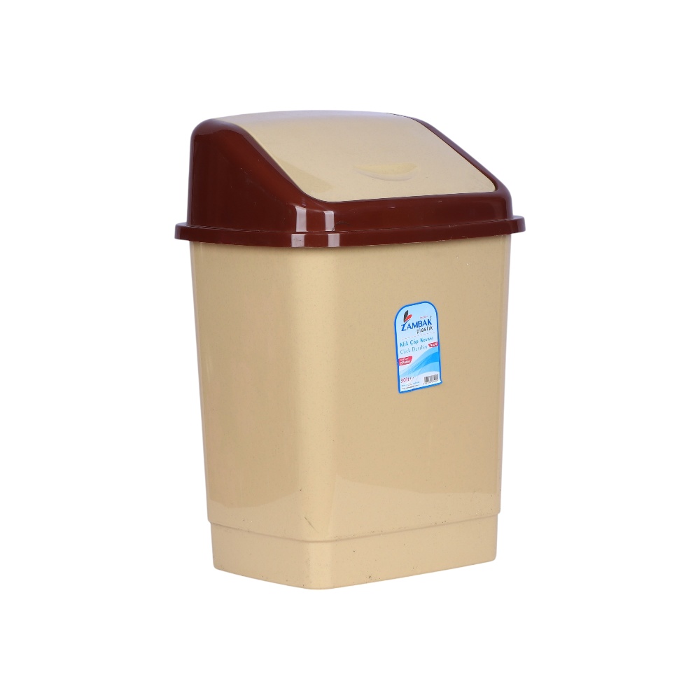 سلة مهملات بلاستيك بغطاء موديل 44049 30 لتر- بيج