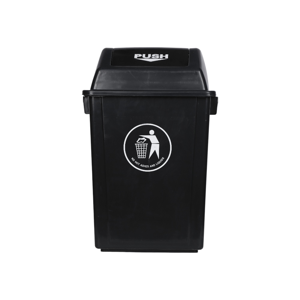 سلة مهملات بلاستيك بغطاء موديل 901061 40 لتر - اسود