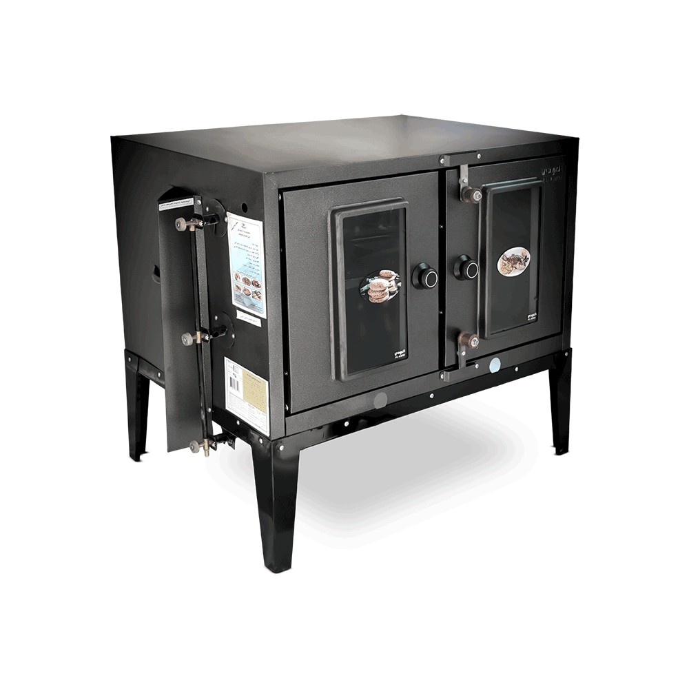 فرن غاز العودي محسن بابين مقاس كبير للفطائر والمشويات - أسود