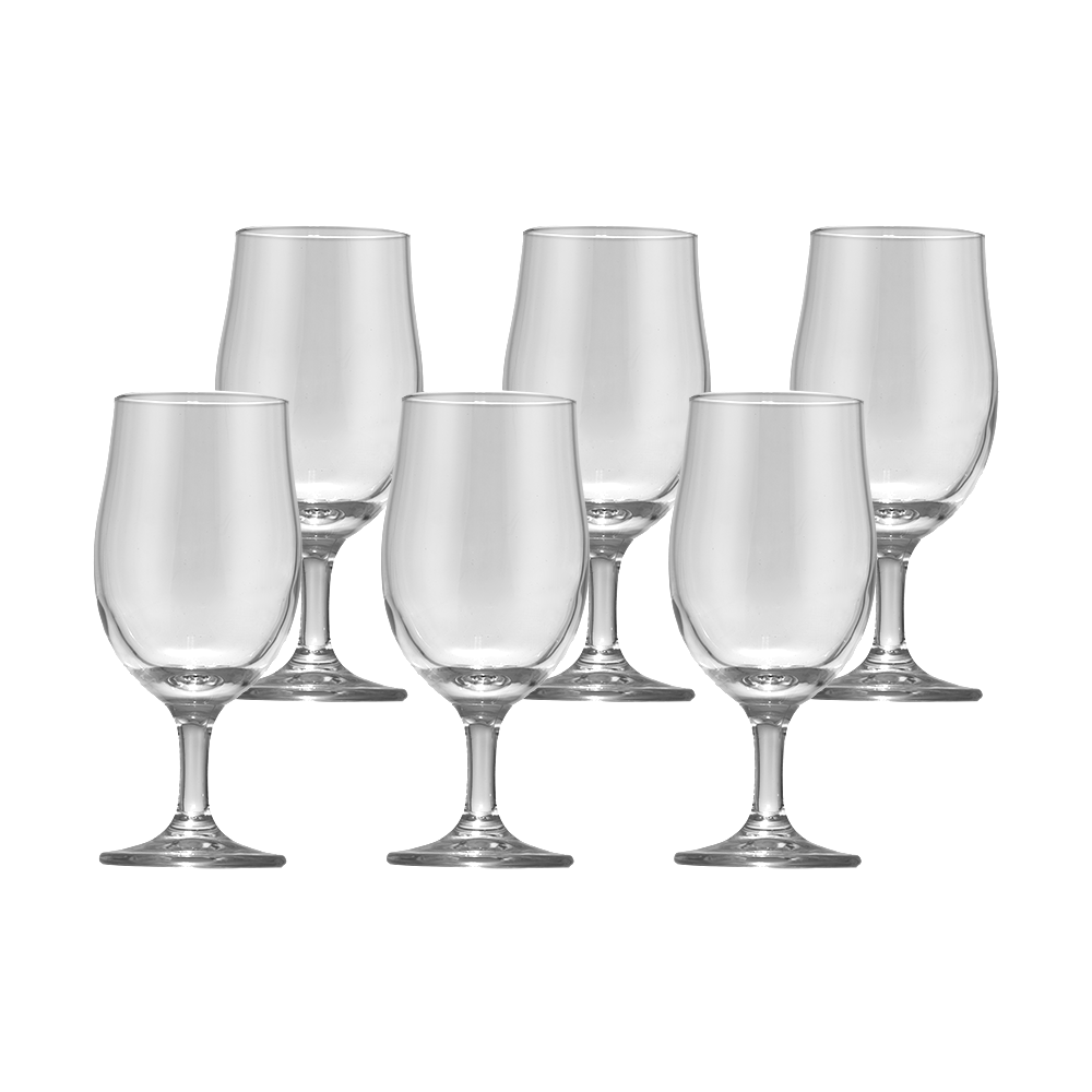 طقم كاسات عصير زجاج باشا باشا  بقاعدة متوسطة - 6 قطع