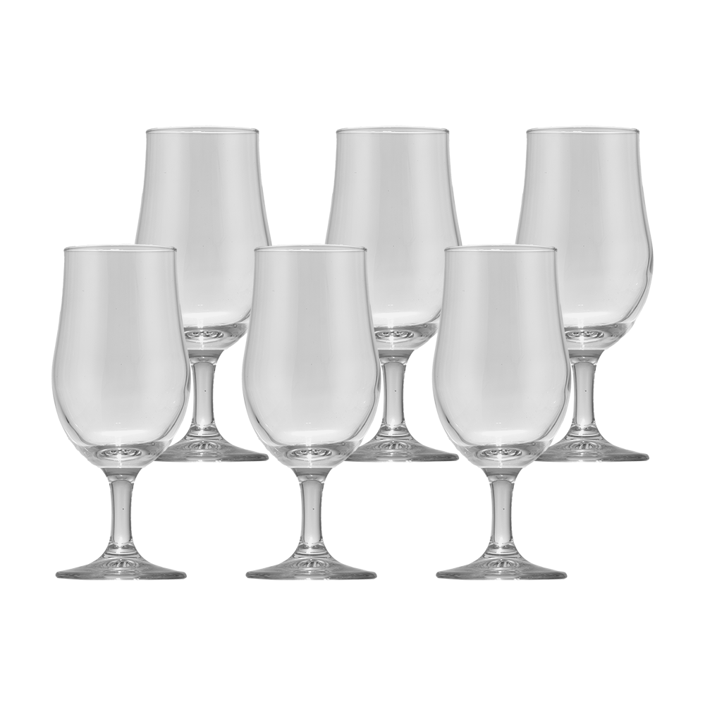 طقم كاسات عصير زجاج باشا باشا  بقاعدة متوسطة - 6 قطع