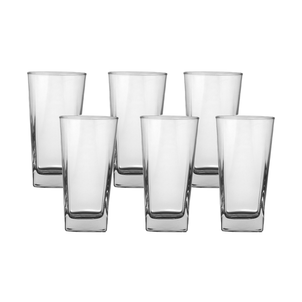 طقم كاسات عصير كاري  زجاج كبير سادة  - 6 قطع