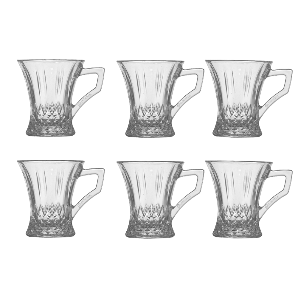 طقم كاسات شاي زجاجية مزخرفة -6 قطع