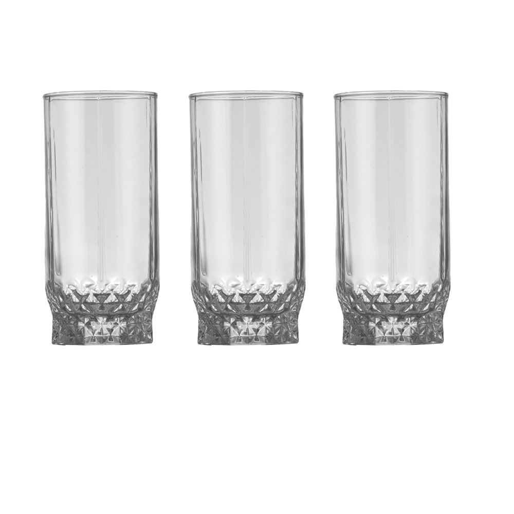 طقم كاسات عصير فالس زجاجية مزخرفة - 3 قطع