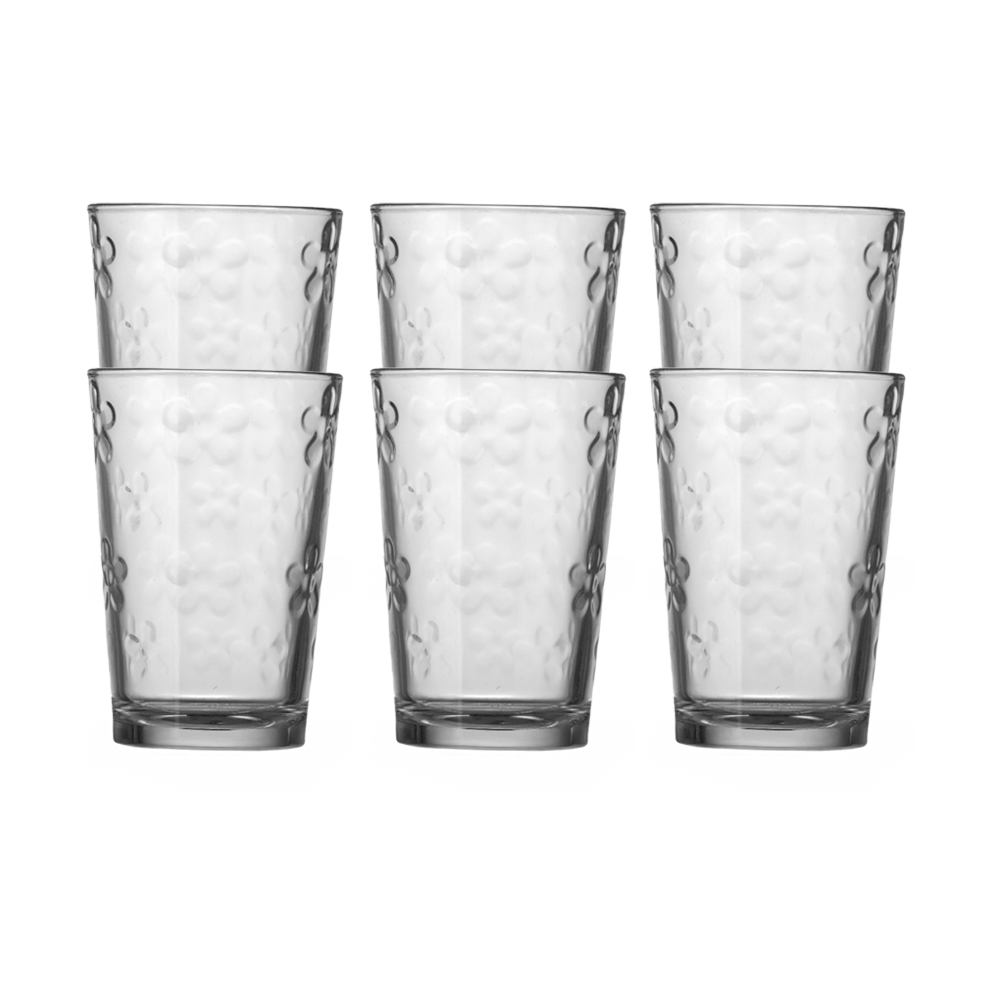 طقم كاسات عصير فلاور زجاج مزخرف -6 قطع