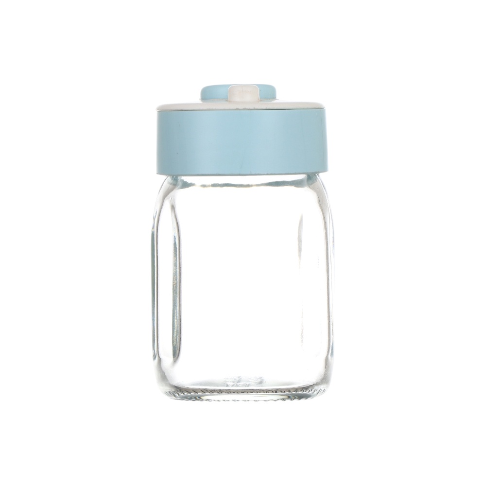 ملاحة توابل زجاجية بغطاء بلاستيكي دوار موديل M-266 - أزرق سماوي