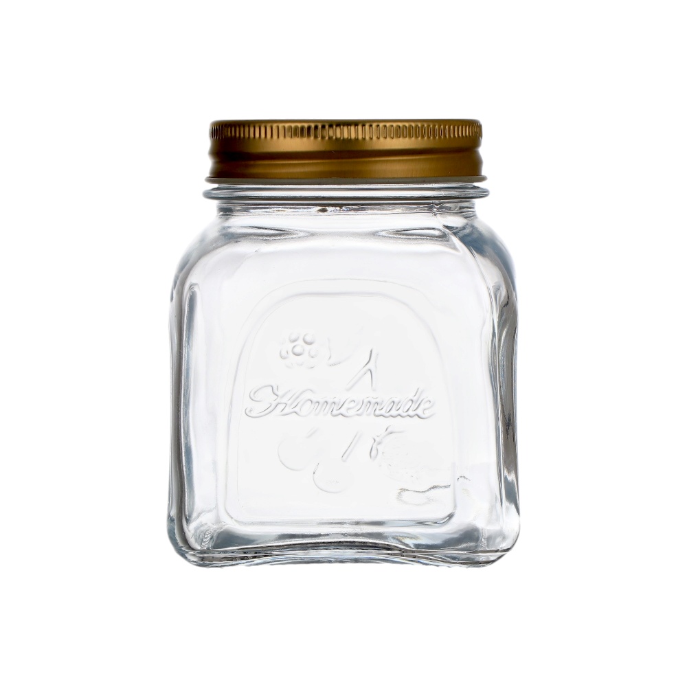 مرطبان عسل كلاسيكي بغطاء معدني ذهبي ونقوش بارزة موديل 80384 - شفاف