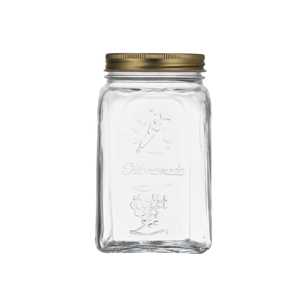 مرطبان عسل كلاسيكي بغطاء معدني ذهبي ونقوش بارزة موديل 80385 - شفاف