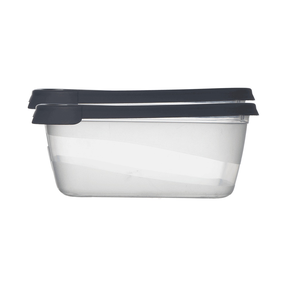 طقم حافظات طعام بلاستيك بغطاء اسود موديل USM- 645- قطعتين