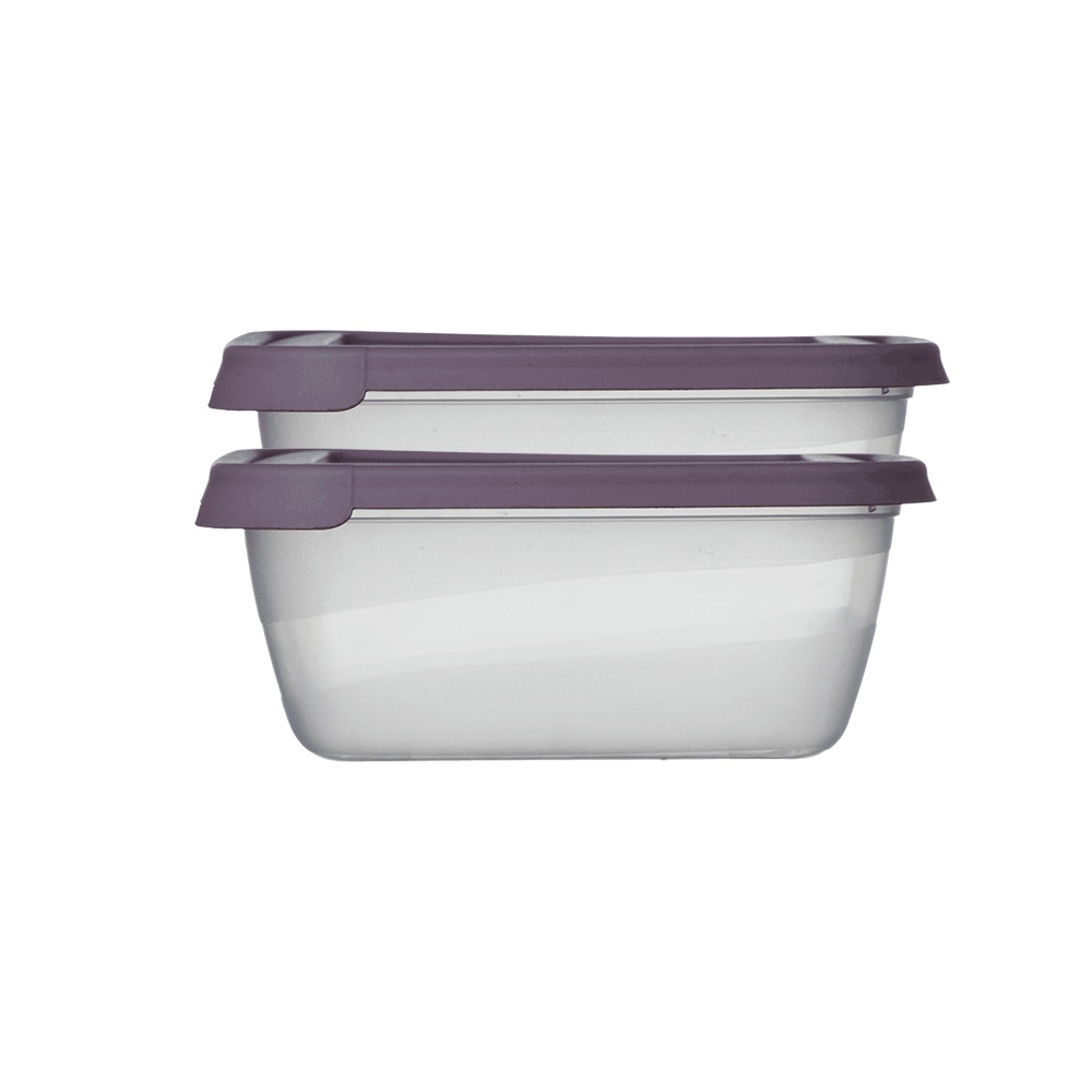 طقم حافظات طعام بلاستيك بغطاء بنفسجي موديل BG-644  - قطعتين