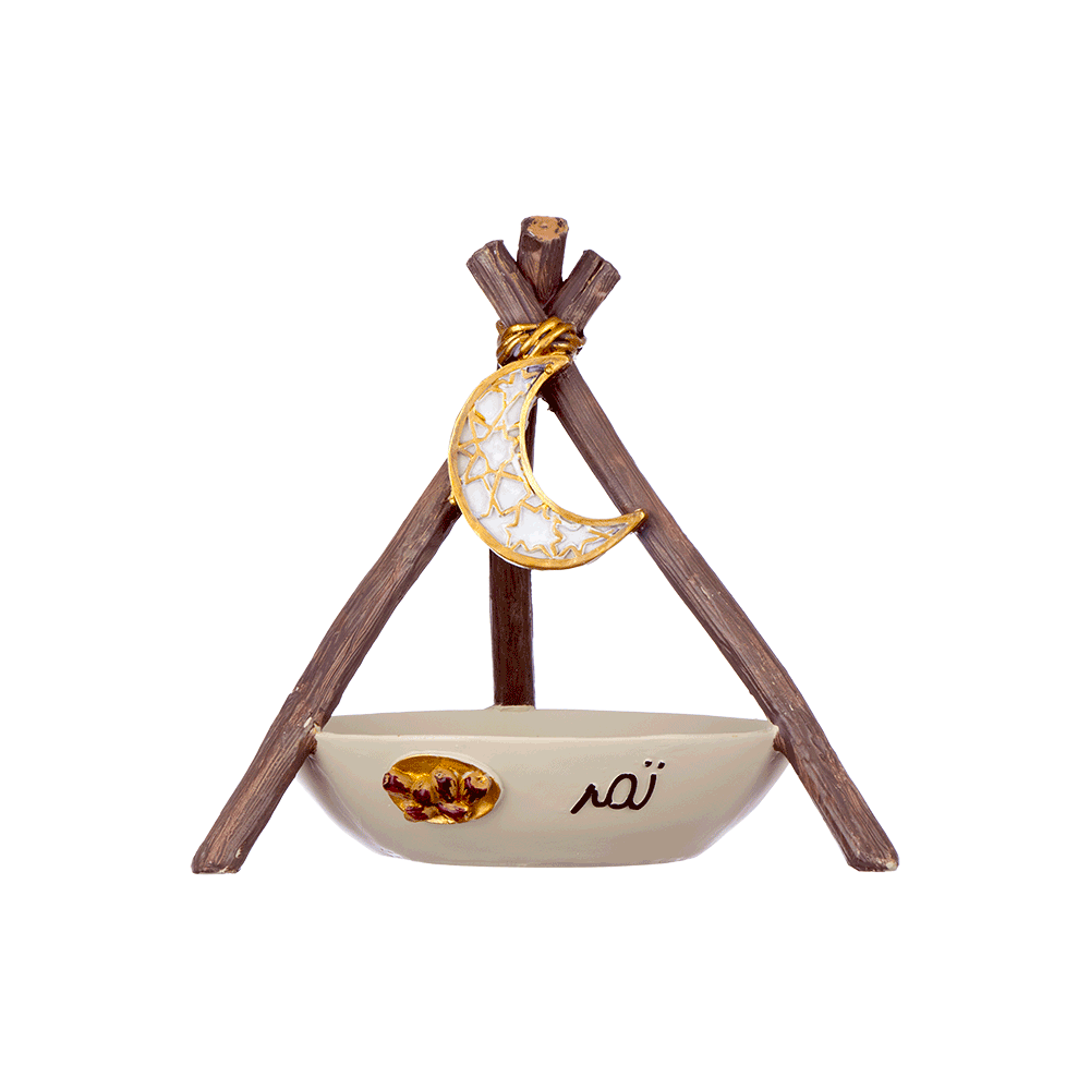 صحن تقديم رمضاني سيراميك مع حامل و هلال