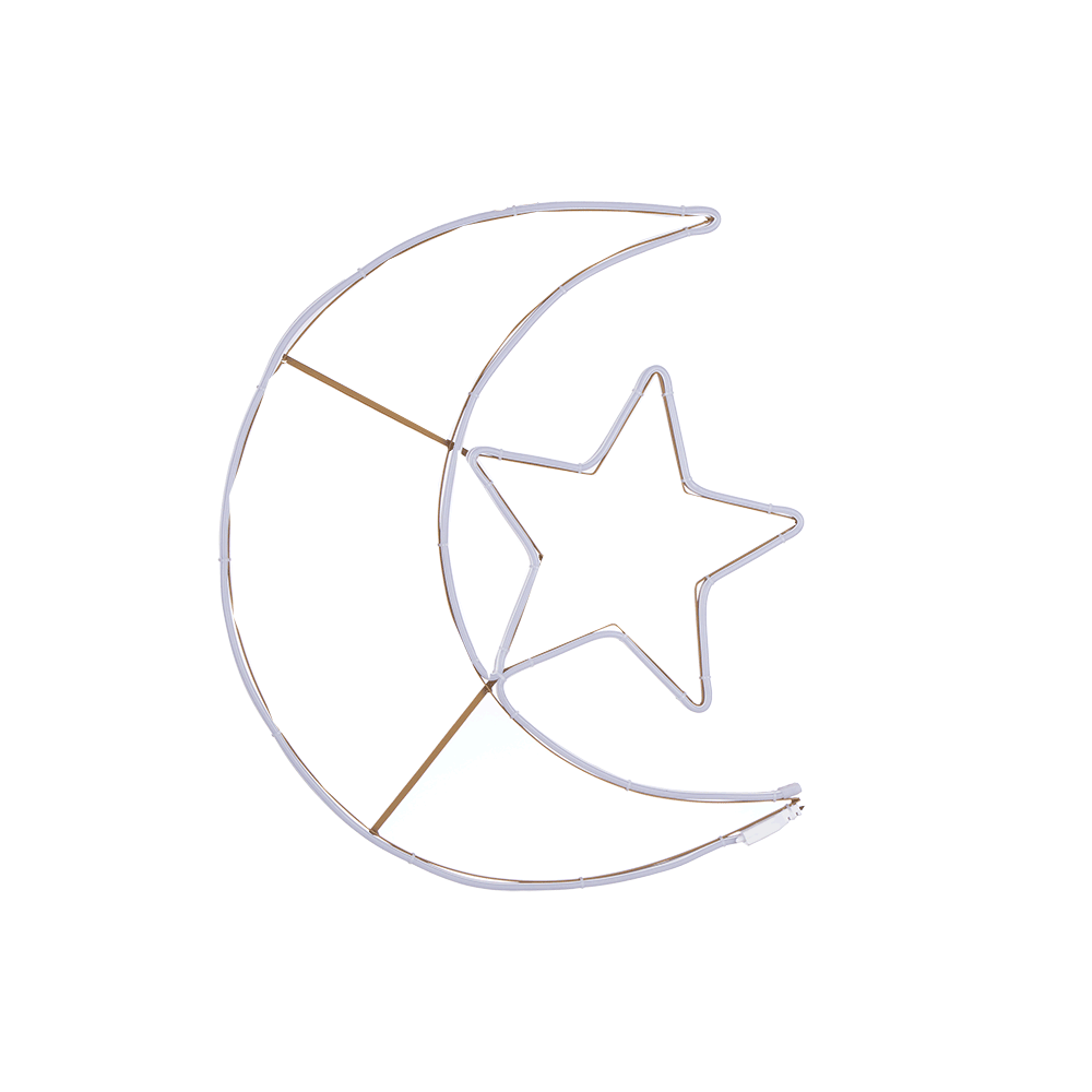 اضاءة ال أي دي شكل هلال ونجمة رمضان -60 سم