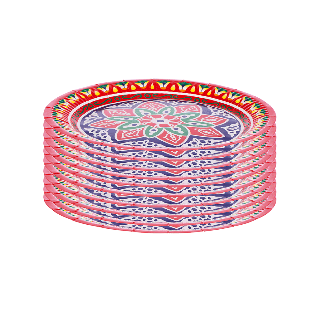 طقم صحون كرتونية  بطابع رمضاني مقاس 22 سم -10 قطع