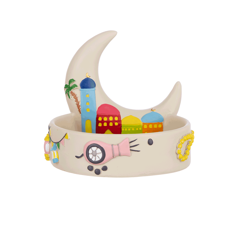 صحن تقديم رمضاني شكل هلال ومسجد -15 سم