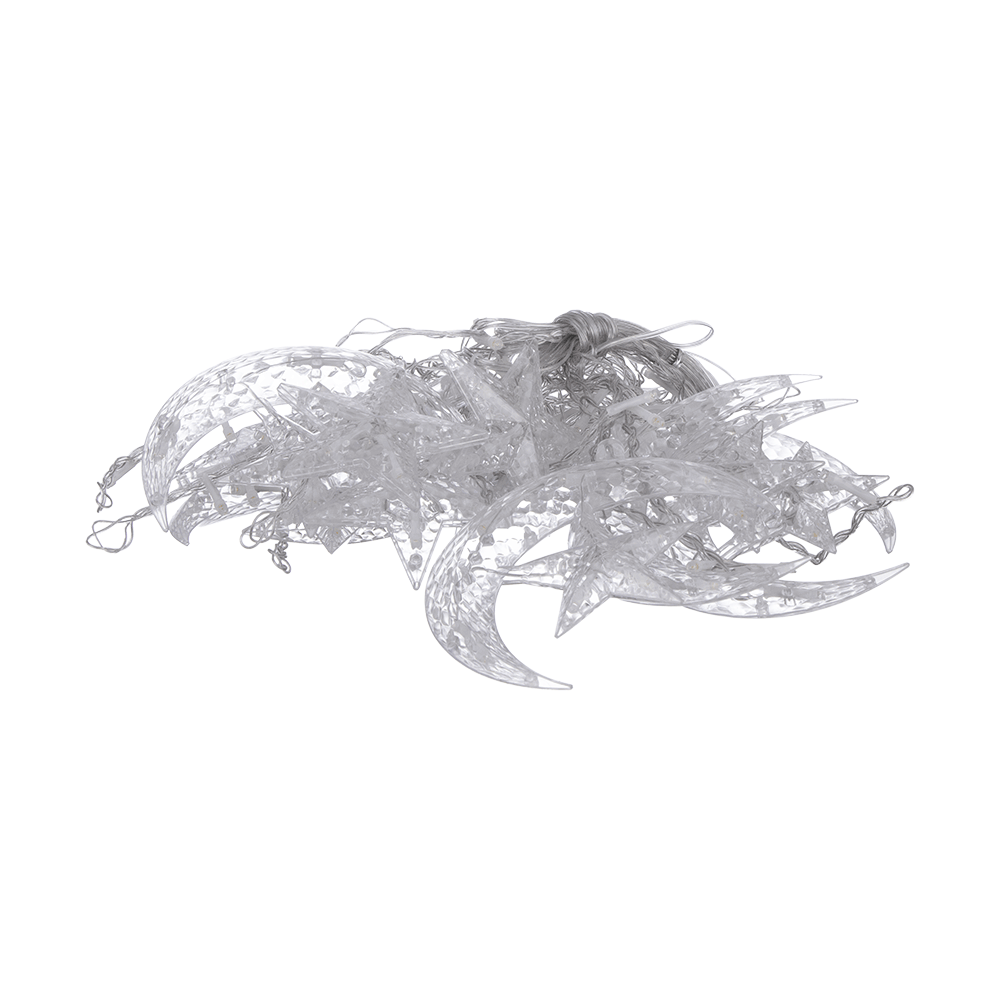 اضاءة رمضان شكل نجمة و هلال 12 خيط تعمل بالكهرباء - 30 سم