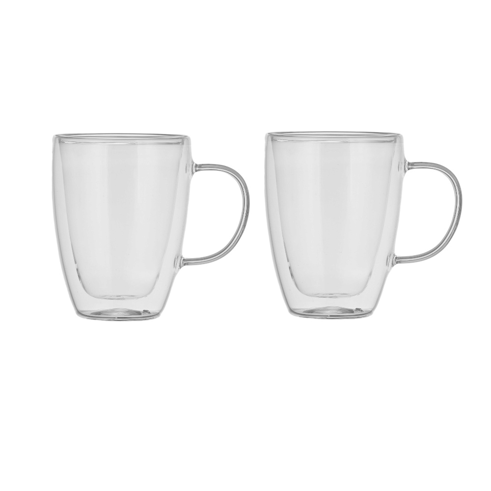 طقم كوب ماج داني هوم زجاجي مزدوج الجدار وبسعة 350 مل - قطعتين