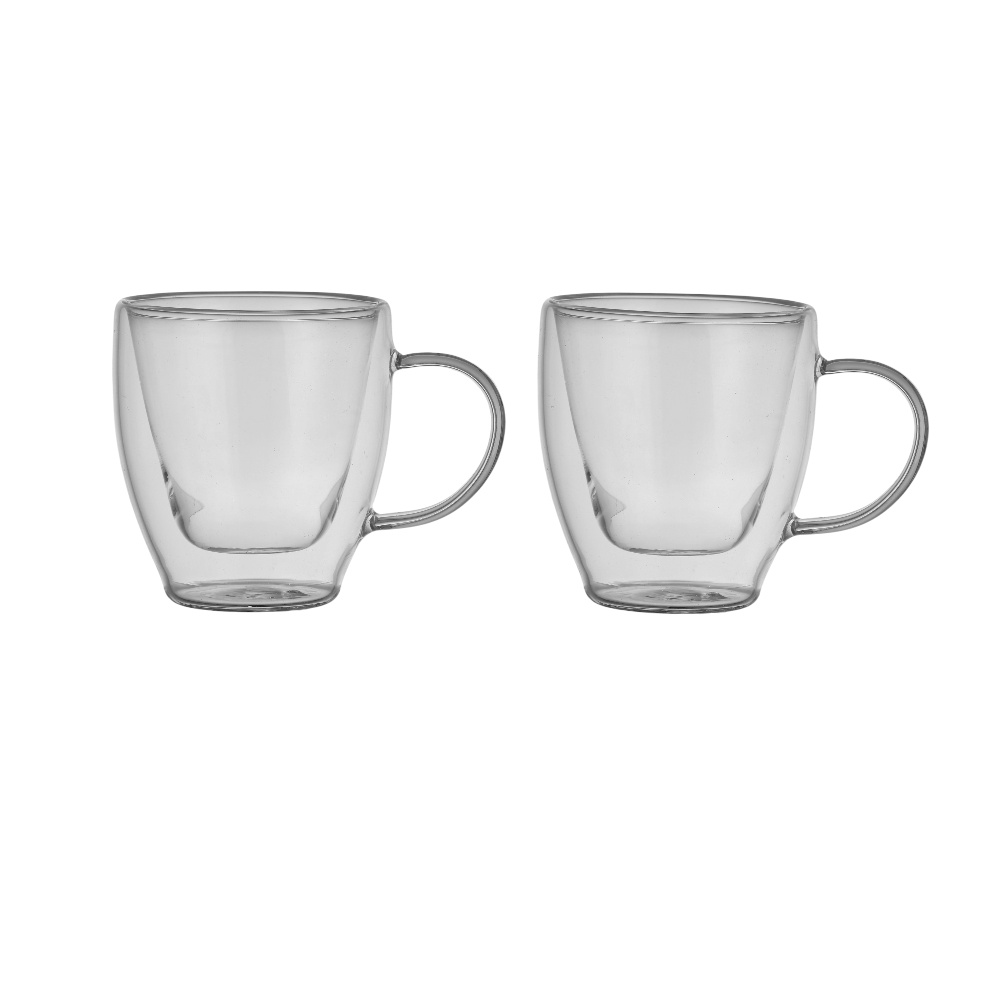 طقم كوب ماج داني هوم زجاجي مزدوج الجدار وبسعة 80 مل - قطعتين