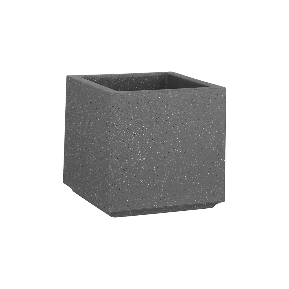 أصيص نباتات مصنوع من البولي ستون مربع سعة 10 لتر - رمادي