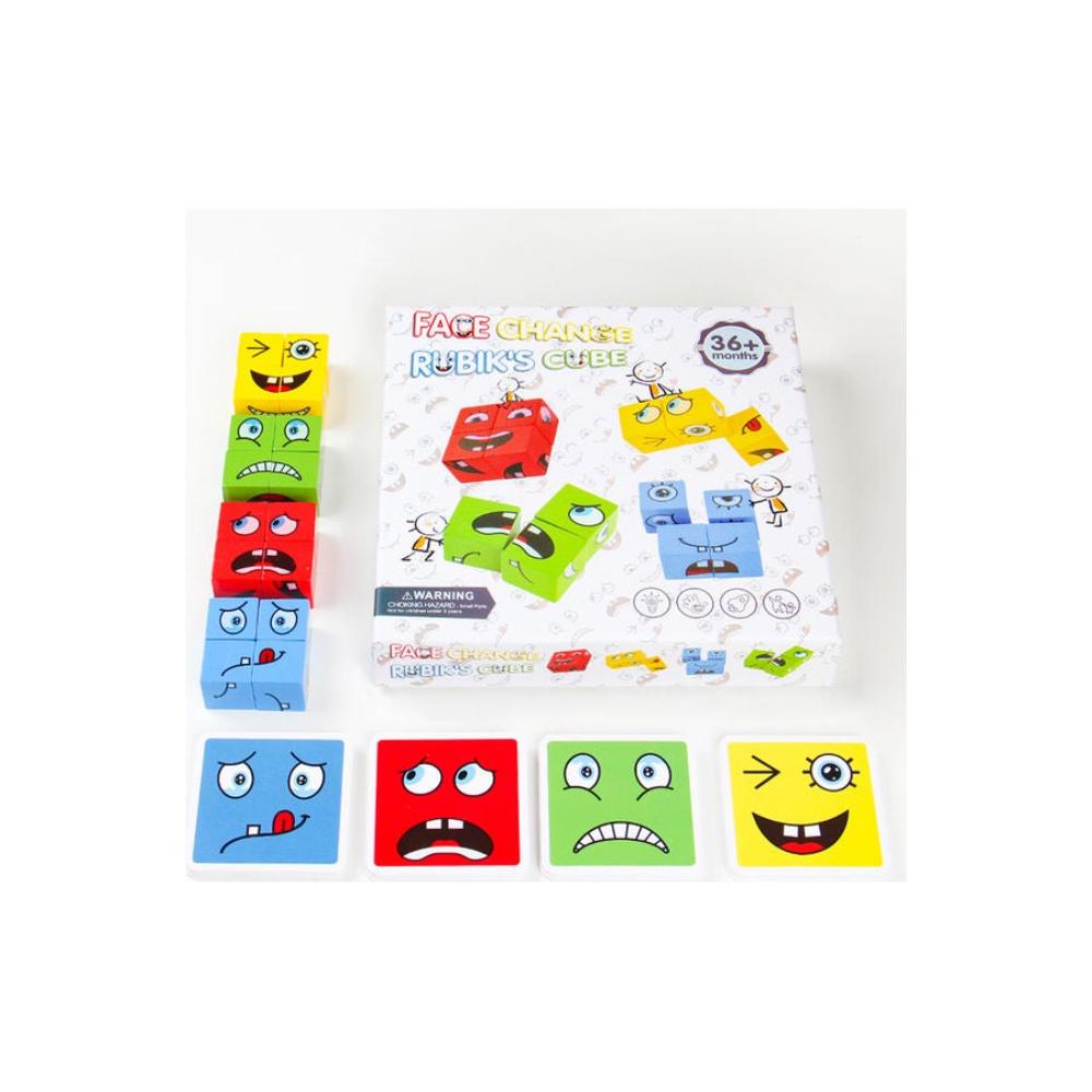  لعبة مكعبات بناء خشبية بتصميم تغيير الوجه