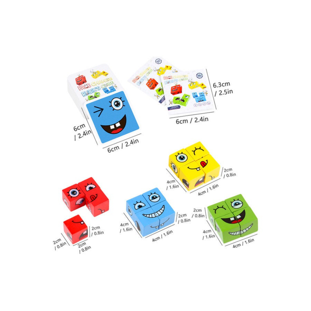  لعبة مكعبات بناء خشبية بتصميم تغيير الوجه