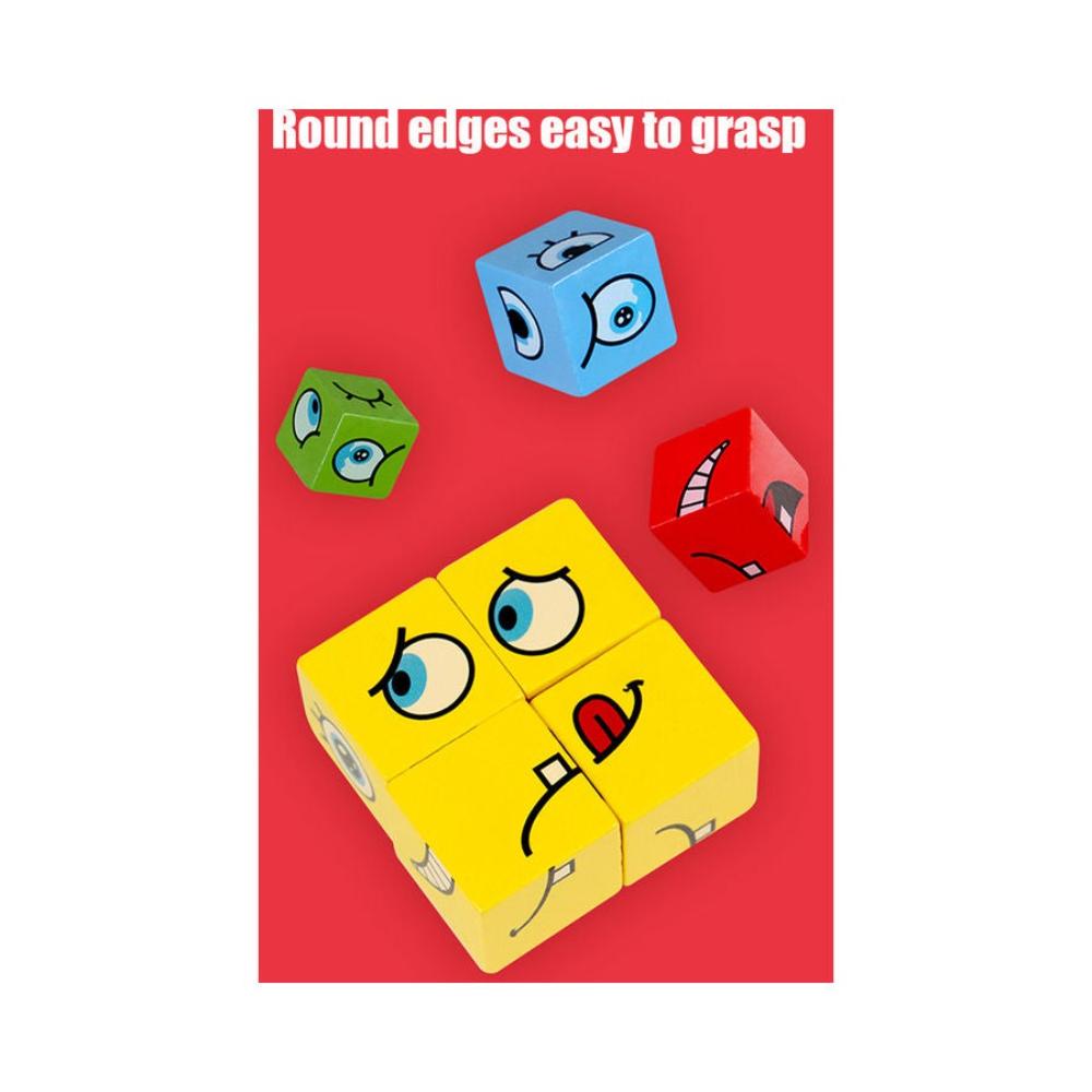  لعبة مكعبات بناء خشبية بتصميم تغيير الوجه