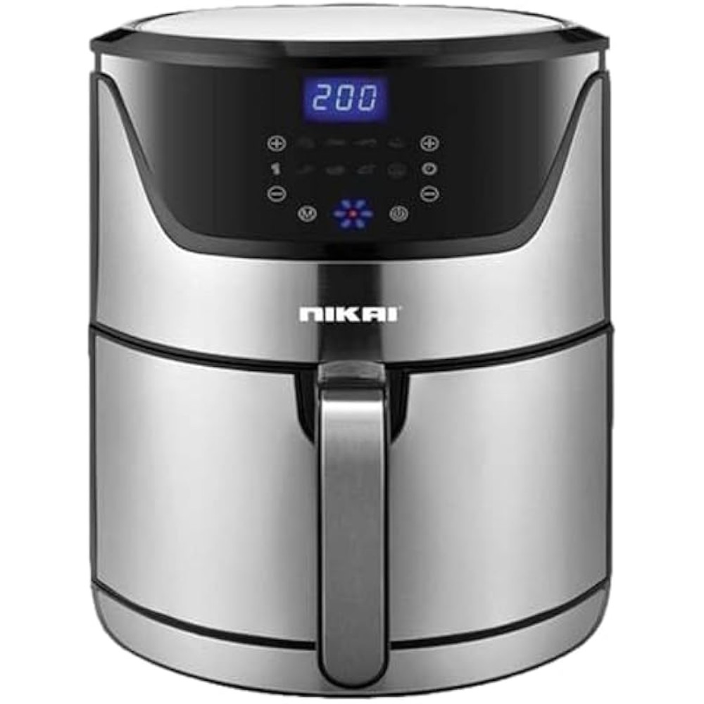 قلاية هوائية رقمية نيكاي، 6 لتر، 1800 واط، فضي - NAF688DS