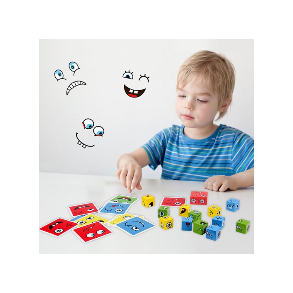  لعبة مكعبات بناء خشبية لمطابقة تغير الوجه