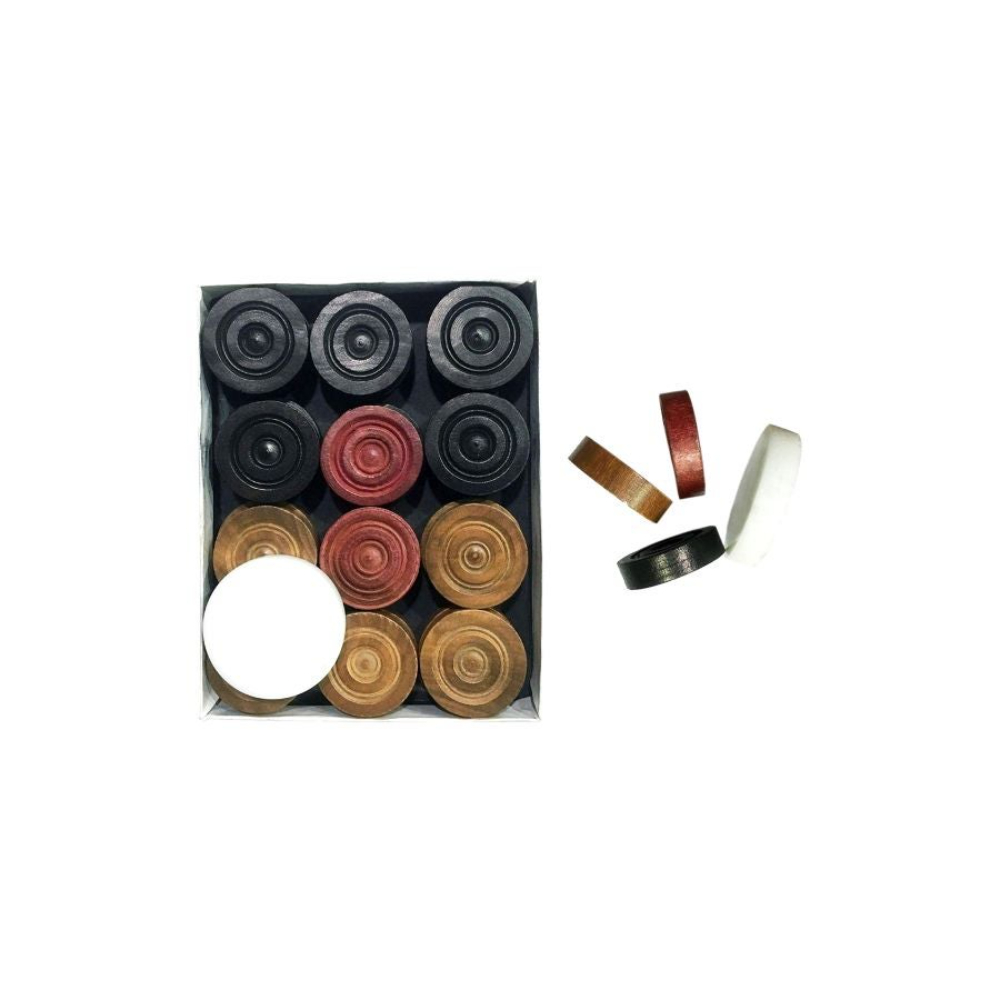  مجموعة عملات خشبية لعبة كيرم - 24 قطع