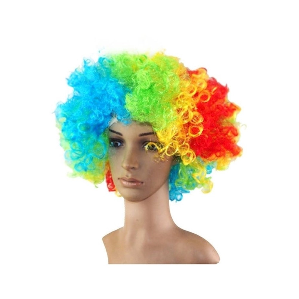  شعر مستعار مجعد لشخصية مهرج - قصير - ألوان متعددة 