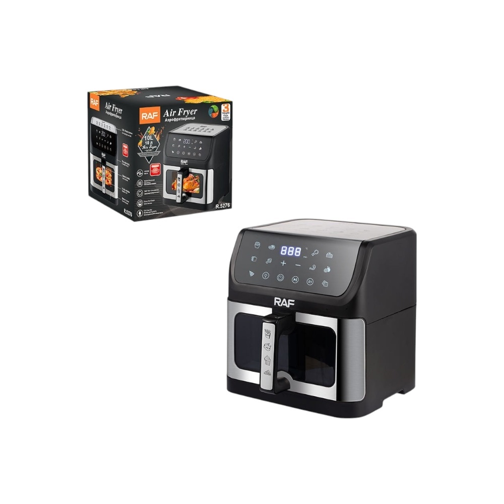مقلاة هوائية راف بسعة 10 لتر وشاشة لمس رقمية وقوة 1800 وات موديل R.5276 - متعدد الألوان