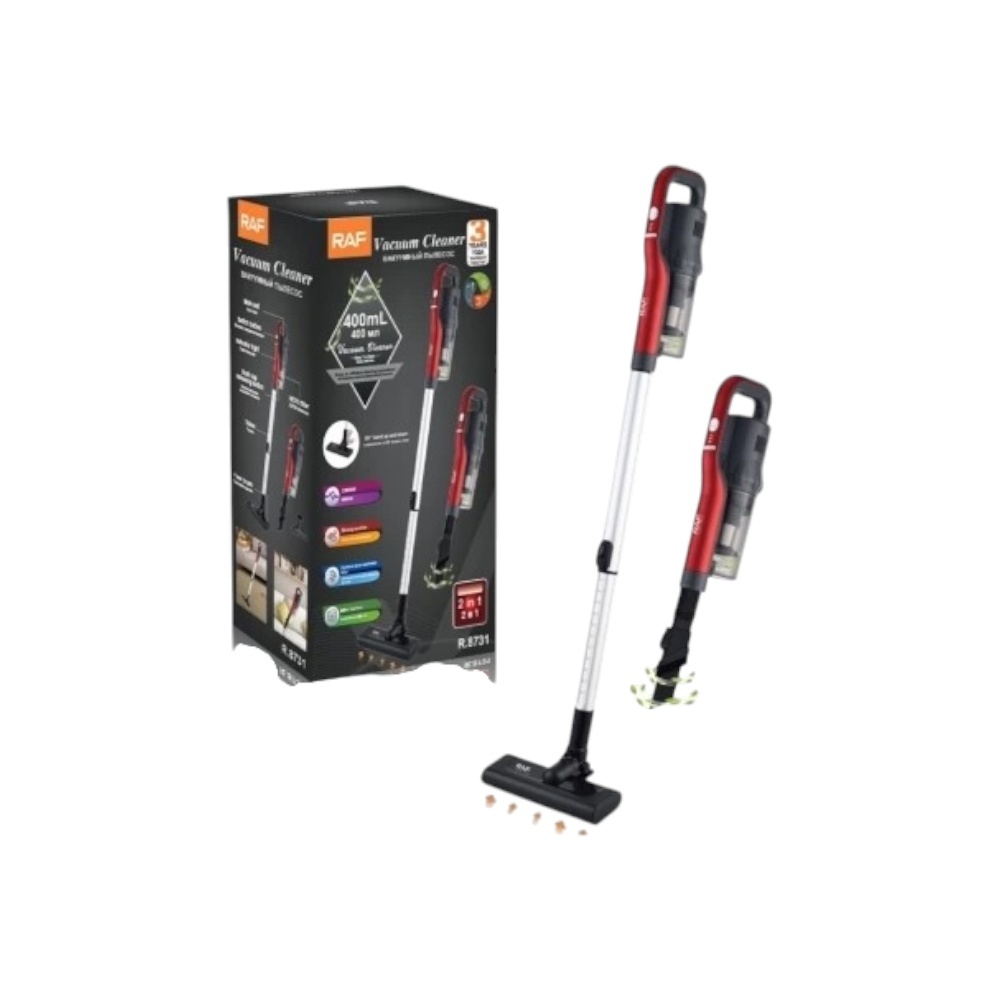 مكنسة راف الكهربائية 2 في 1 المحمولة بقوة 2800 وات مع فلتر HEPA موديل R.8731 - أحمر